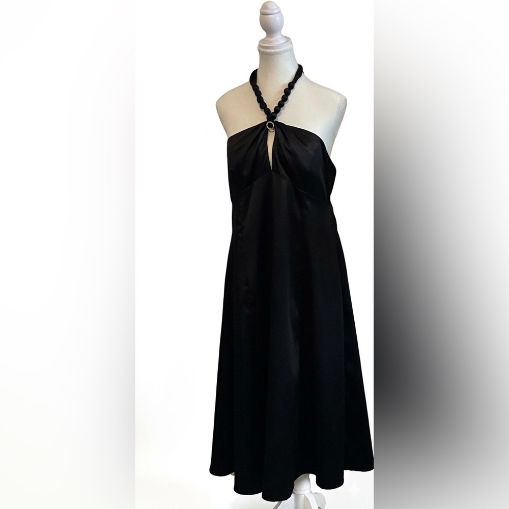 Vintage Whimsygoth Signature by Robbie Bee Black Rhinestone Halter Dress